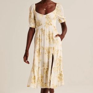 Abercrombie MIDI smock dress in yellow